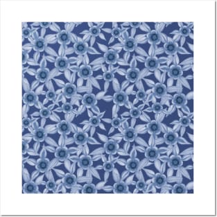 Cyanotype Columbine Pattern Posters and Art